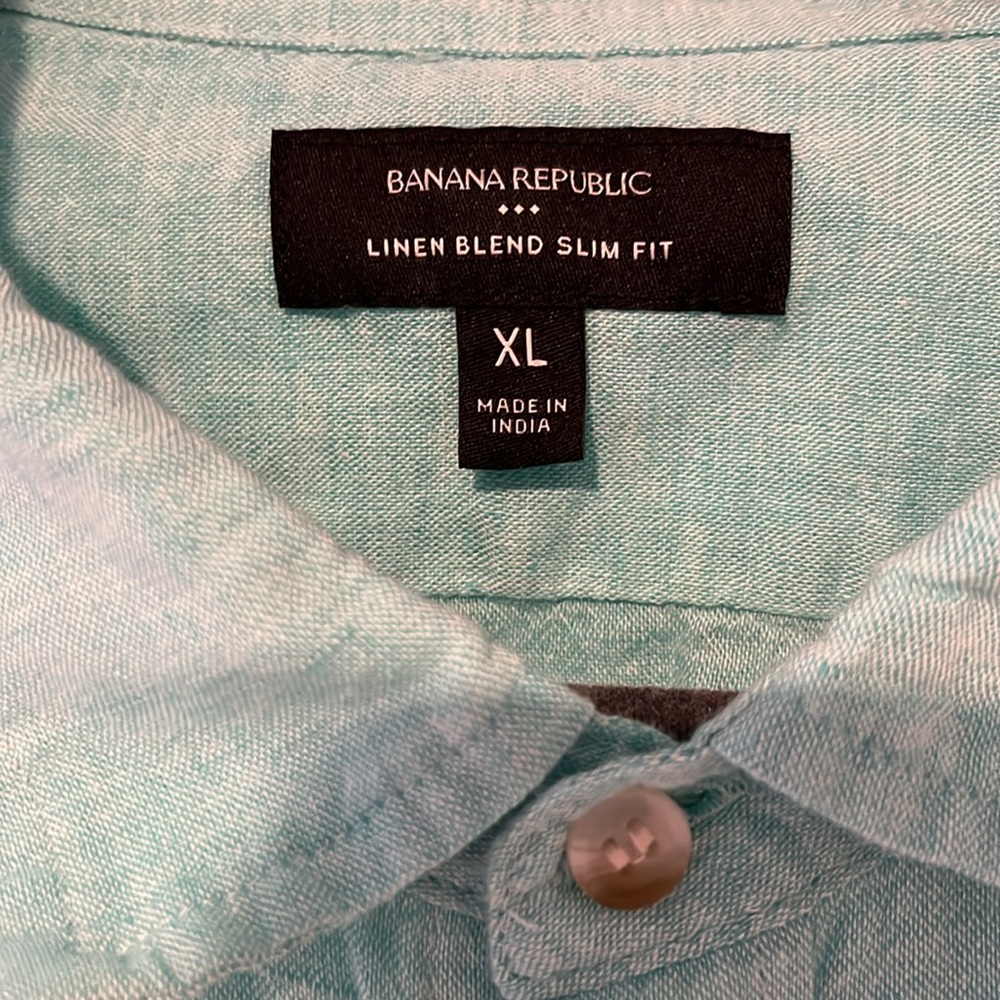 Linen Blend XL Slim Fit Banana Republic Short Sleeved Button Down. - Picture 2 of 3